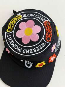 美式復古刺繡字母迷彩做舊棒球帽女款，小眾鏈條街頭風棒球帽男款，雙槍骨頭刺繡鉚釘破壞水洗黑色丹寧彎帽簷帽 - 彩色 - 查看 9