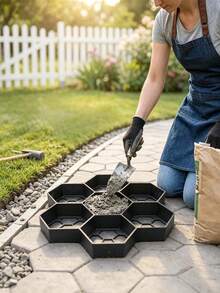 1/2pcs Hexagon Concrete Stepping Stone Mold, Reusable Plastic DIY Garden Path Mold, Suitable For Walkway, Patio, Backyard And Landscape Decoration, Durable, Easy Release, Weather Resistant - Multicolor - View 1