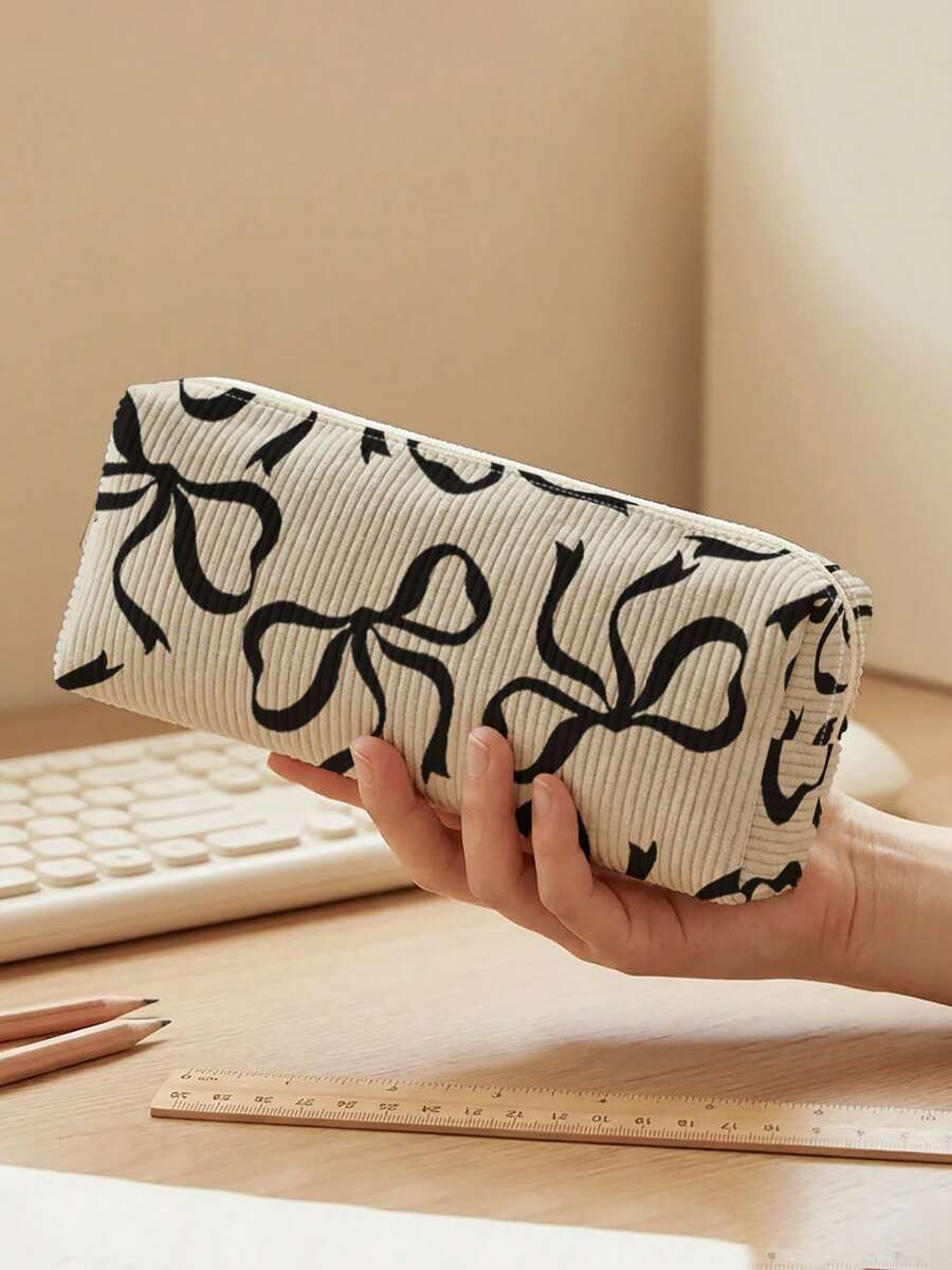 1pc Pencil Case, Stationery Storage Bag, Corduroy Material Butterfly ...