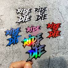 5pcs "RIDE OR DIE" Bicycle Stickers, Waterproof PET Material, Scratch-Resistant, Vibrant Colors, Can Decorate Bicycle Frame, Suitable For Road Bikes, Bicycles, Mountain Bikes, Cycling Decoration Accessories, Ideal Choice For DIY Enthusiasts And Cycling Lovers. - Multicolor - View 3