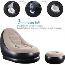 Inflatable Sofa Suitable For Outdoor Camping And Leisure, Made Of Durable PVC Material, Black, Lightweight And Easy To Carry, Suitable For Yard, Lawn Or Backyard Use - Multicolor - View 6