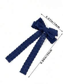 1件女款清新花卉刺繡鏤空蕾絲長緞帶蝴蝶結髮夾，雙層設計，溫柔女孩風仙女感百搭純色髮飾，適合日常通勤、假日派對、生日派對、購物、旅行、拍照，任何場合皆適用，送給好友的禮物 - 彩色 - 查看 10