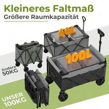 Mini Folding Bollerwagen Small 100KG - Black - View 3