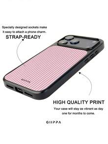 GIIPPA GllPPA Fond rose clair avec motif de rayures ondulées, impression haute définition avec finition mate, coque de téléphone à la mode et amusante, compatible avec Apple Phone 17/16/15/14/13/12/11 Pro Max/Plus/Mini/17e, design élégant convenant aux hommes et aux femmes, cadeau parfait pour la petite amie pour Noël, la Saint-Valentin, Pâques, la saison des mariages et l'anniversaire! - Multicolore - Voir 4