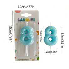 1pc Creative Candy Color Star Print Number Candle Cake Decoration Supplies Number 0-9 Birthday Party Celebration Wish Candle Plug-In - View 4