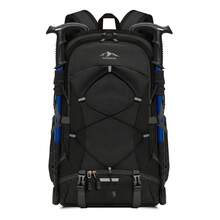 Wanderrucksack Herren Damen 40L Wasserdichter Rucksack Groß Faltbarer Trekkingrucksack Leicht Reiserucksack Für Klettern Bergsteigen Reisen Schwarz - Schwarz - Übersicht 2