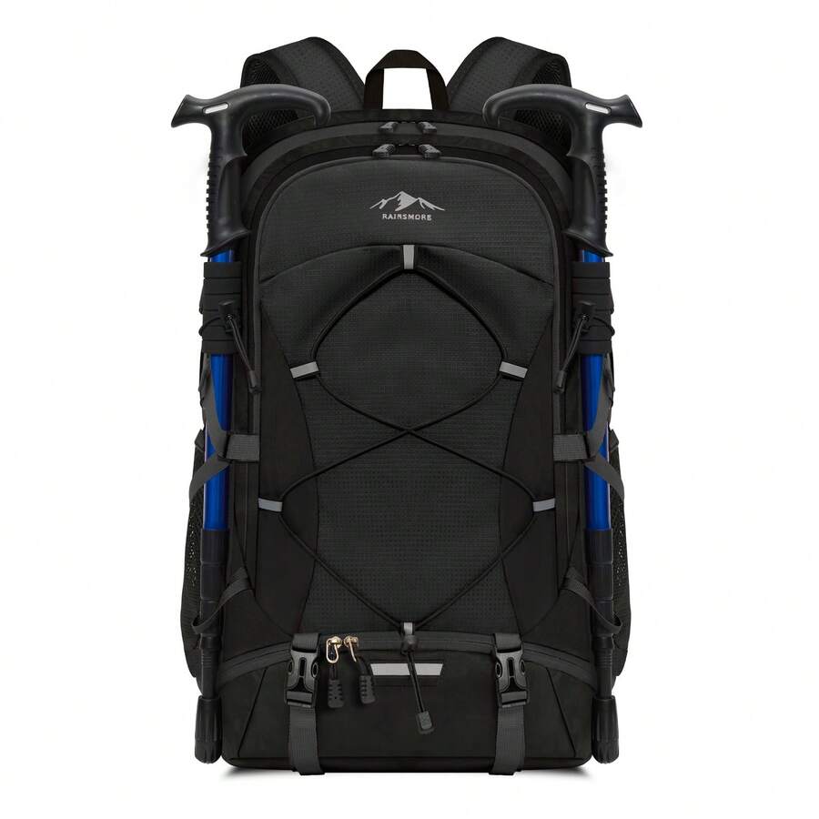 Wanderrucksack Herren Damen 40L Wasserdichter Rucksack Groß Faltbarer Trekkingrucksack Leicht Reiserucksack Für Klettern Bergsteigen Reisen Schwarz
