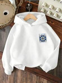 Young Boy Letter Graphic Casual Daily Sweatshirt - White - View 2