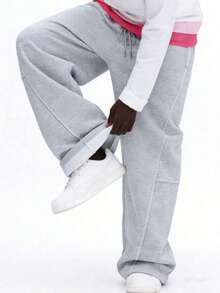 2pcs Men's Sports Casual Long Pants, Loose Straight Leg Design, Suitable For Casual Outdoor, Commuting Wear, Spring/Autumn Heavyweight Sweatpants - Multicolor - View 7