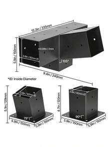 Pergola Kit 4x4 Inch 4-Way Slanted Bracket For 3. 5x3. 5 Inch Wood Beams In Actual Size Carbon Steel Pergola Bracket With Post Base And Wall Mount Base For Outdoor Pergolas Gazebos Sheds - 3 Pcs/Slanted Four-way Gazebo Brackets/4x4 Inches - View 11