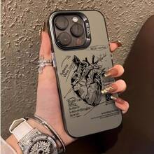 Handyhülle: Herzförmige Skizze personalisierte lebendige Hülle, geeignet für iPhone 16 Pro Max, kompatibel mit 15/14 Plus/13/12/11 Handy Schutzhüllen - Durchscheinend schwarz - Übersicht 2