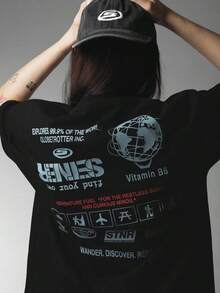 Unisex Oversized Graphic T-Shirt - 白色 - 查看 2