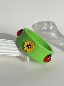 1件粉色透明不對稱樹脂手鍊，愛心尖刺飾皮革可調節手環，女款疊戴飾品珠寶 - 彩色 - 查看 6