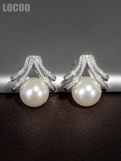 1 Pair Elegant Cubic Zirconia Earrings For Women, Wedding, Engagement, Party Jewelry, Valentine's Day Gift