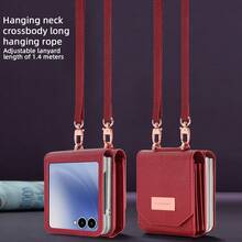 VIETAO Funda Cartera con Cordón Cruzado de Cuero Artificial con Ranura Multicapa para Tarjetas Compatible con Samsung Galaxy Z Flip 3 5G 4 5 6 7 8 Flip8 - Rojo - Ver 6