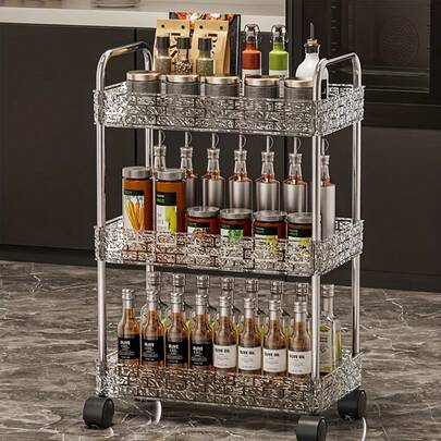Kitchen Storage And Organization > Kitchen Storage Rack And Cart With Wheels 2/3/4 Tier Rolling Acrylic Cosmetic Storage Cart With Wheels – Bathroom And Living Room Multi-Functional Cosmetic Storage, Kitchen Storage And Organization > Kitchen Storage Rack, Bathroom Shelf, Transparent Design For Easy Visibility, Portable Cosmetic Cart | Modern Organizer | Multi-Tier Cart, Vanity, Suitable For Bathroom, Kitchen, Study, Bedroom And Other Scenes