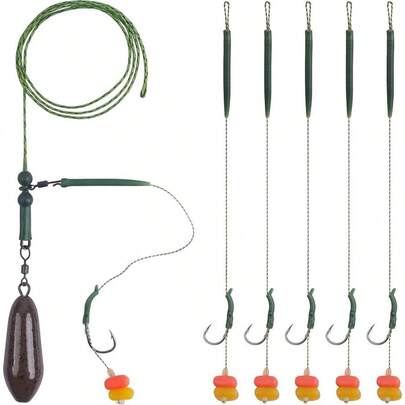 SILANON - Kit de aparejos de pesca para carpa, plataforma para el pelo de carpa, pesas para carpa, ganchos para carpa, anzuelo para maíz, mangas giratorias, carpa boilie, anzuelo para carpa