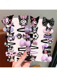 Sanrio 14/28pcs Kuromi Hair Clips, Short Bangs, Exquisite Multi-Purpose Kuromi Bathroom Hair Accessories, Multi-Functional Bangs Clips, Cosplay Stage Performance Cartoon Hair Accessories, Suitable For Valentine's Day, Wedding, Travel Accessories, Birthday Gifts, Dance, Holiday Party (Some Accessories May Be Random) - Multicolor - View 5