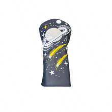 Planet Meteor Theme Wooden Shaft Protector Golf Club Head Cover, 3D Saturn Ring Embroidery, Delicate Litchi Texture PU, Shock-Absorbing Head Cover For On-Course Use - Royal Blue - View 12