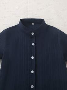 小男孩夏季純色小立領短袖襯衫多件套 童裝休閒百搭鈕扣式簡約襯衫 3件套 - 彩色 - 查看 3