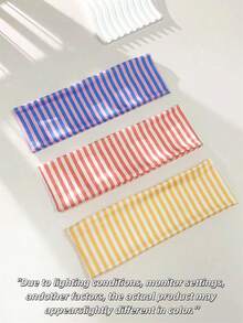 1pc/2pcs/3pcs/6pcs Women Elegant Sweet Striped Print Elastic Fabric Sports Headband,Suitable For Daily,Fitness,Running,Yoga - Multicolor - View 15