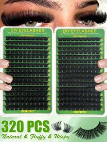 Kit d'extension de cils DIY (comprend l'option 384 grappes), boucle D, couvre 260D à 300D, spécifications multiples; le kit comprend de la colle à cils et du liquide de fixation, des outils d'application, convient pour créer un maquillage de cils exquis en DIY - Multicolore - Voir 5
