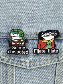 2Pcs El Chavo Del Ocho Retro Cartoon Enamel Brooch Set Mexican Meme Slang Metal Pin For Backpack Jacket - Multicolor - View 4