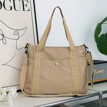 Women's Durable Nylon Shoulder Bag | Spacious Everyday Tote Bag With Detachable Strap, Zipper Closure And Multiple Pockets, Machine Washable (Black, Khaki, Beige Available) | Fashion Casual Bag - View 10