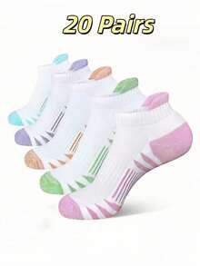 5/10 Pairs Women's Sports Ankle Socks, Compression Running Socks, Comfortable And Soft - Multicolor - View 8