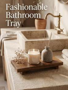Wooden Base Display Stand, Suitable For Bathroom, Kitchen Sink, Soap Dish, Candle Holder, Plant Stand, Farmhouse Style Bathroom And Kitchen Decor, Home Bathroom Decor, Bathroom Storage, Autumn Decor, Back To School Decor - Multicolor - View 2
