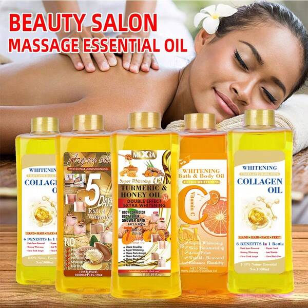 1000ml Massage Oil, Skin Care Essential Oil, SPA Body Oil, Soothing & Moisturizing, Helps Improve Skin Condition - Turmeric Oil, Moroccan Argan Oil, Collagen Oil, Turmeric Honey Oil, Vitamin C Oil (1L)