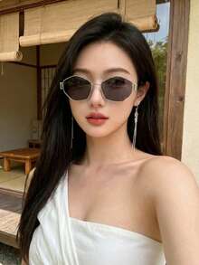 菱形幾何圖案休閒不鏽鋼 - 銀框灰片 - 查看 4
