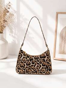 Fashionable Minimalist Shoulder Underarm Baguette Bag - Leopard Print - View 2