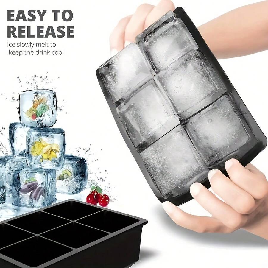1pc Large Square Ice Cube Mold Tray, Suitable For Whiskey, Cocktail Decoration And Party Supplies