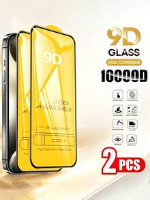 2片裝 9D 保護玻璃，相容於 17 Pro Max/Air/16/16e/16 Pro Max/15/14/11/13/12/11 Pro Max/Plus/XS Max/X/XR - 2 PCS - 查看 16