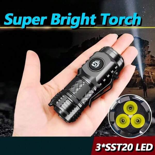 1/2/4 buah Senter Mini 3 LED, Dapat Diisi Ulang, Sangat Terang, Tahan Air, Cocok untuk Mendaki, Berkemah, Memancing, dan Aktivitas Luar Ruangan Lainnya, Senter Portabel dengan Klip, Dapat Digunakan sebagai Lampu Kerja.