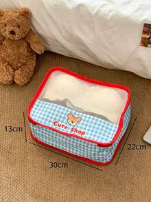 Blue Gingham Travel Storage Bag Multi-Size Travel Clothes Bag Set Mesh Packing Cubes Foldable Portable Luggage Organizer Pouches Suitcase Storage Kit - Baby Blue - View 14