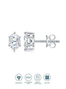Moissanite Earrings For Women, 925 Sterling Silver Hypoallergenic Studs, Niche Luxury Design, Anti-Oxidation, Versatile Daily Wear, Valentine's Day, Mother's Day, Wedding, Engagement, Birthday Gift, Gift Box With Certificate - Style 2 - View 2