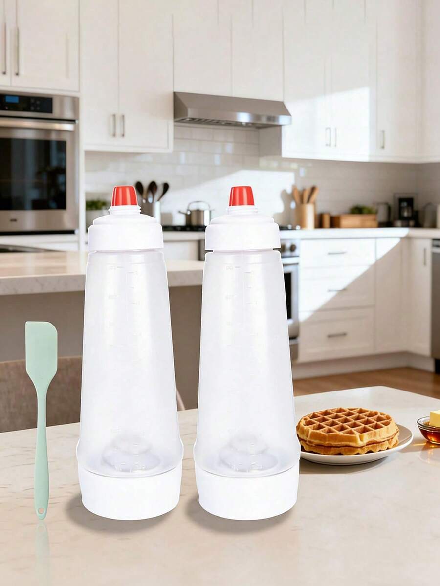 1pc Batter Dispenser, Pancake Mix Dispenser Pancake Batter Mixer With BlenderBall For Pancakes, Crepes, Waffle, Muffins, Cupcakes, And More,Pancake Batter Dispenser – 2-In-1 Pancake Dispenser Mixer Bottle With Stainless Steel Wire Whisk Ball - 彩色 - 查看 1