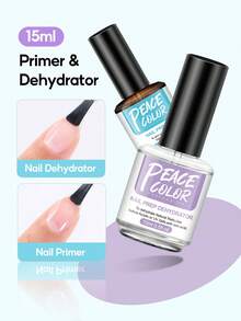Peacecolor 2PCS Nail Prep Set 15ml Dehydrator And 15ml Primer Bonder Acid Free For Gel Acrylic Nails Soak Off Manicure Summer Vacation Gift For Women - View 2