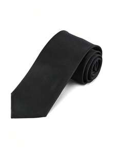 1 pieza Corbata de estilo preppy de unicolor para mujer, corbata anudada a mano adecuada para camisas y uso diario, corbata negra versátil - Negro - Ver 3