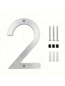 1pc Outdoor Modern House Number Plate - Silver Textured Letters - Painted Numbers House Number, Floating Large 8-Inch Address Number, Suitable For House, Door, Farmhouse, Street - Floating And Embedded Style - House Numbering - House Number - View 6