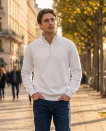 Men's High Neck Sweatshirt With Half Zip - 2026 , Casual Chic Style - 離開 - 查看 1
