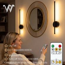 wamblz 2件組電池充電式壁燈，北歐風磁吸無線可調光定時LED壁燈，附遙控器，適用於臥室、客廳、走廊、樓梯、層架、沙發、電視背景牆，黑色 50cm - 50cm 2Pcs - 查看 5