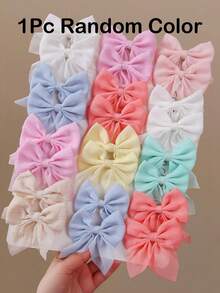 20Pcs Girls' Multicolor Silver Wire Chiffon Tulle Bowknot Hair Clips, Minimalist Side Bangs Clips, Gentle On Hair, Versatile Barrettes For Daily Use - Multicolor - View 9