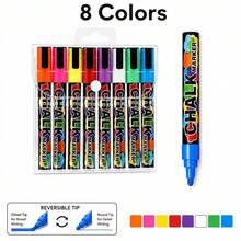 1pc 6/8/12/24 Colors Washable & Wet-Wipe Liquid Chalk Markers, Suitable For Blackboard, Blackboard Sign, Whiteboard, LED Glass Window, First Day Of School - Multicolor - View 12