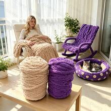 CLSUPER 35oz/1000g, Chunky Chenille Yarn Hand Knitting Thick Coarse Yarn Soft DIY Crochet Blanket, Pillow, Scarf Craft Yarn For Handmade Projects For Beginners - 彩色 - 查看 3