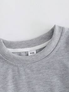 1pc Minimalist Fresh Girl Crew Neck Sweatshirt, Black Cat Applique Embroidery, Soft Autumn/Winter Campus Top - Grey - View 5
