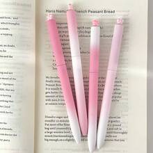 4支粉白漸層卡通可伸縮中性筆，黑色墨水書寫順滑，舒適握感防滑筆桿，清新少女風吸睛外觀，適合學生練習、辦公記錄、手帳日記，輕巧便攜，適用日常書寫與禮品搭配 - A - 查看 5