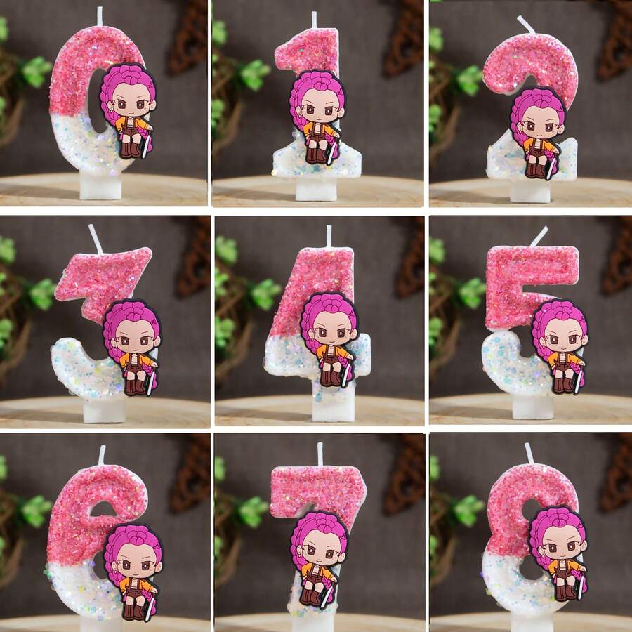 Mattel K-Pop Demon Hunter Influencer Exquisite Boxed Birthday Cake Number Candles Witch Girl Group Celebration Handmade Independent Decoration Creative